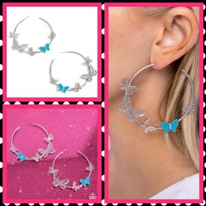 2/$10 Paparazzi Aerial Allegiance - Multi Butterfly Hoop Earrings